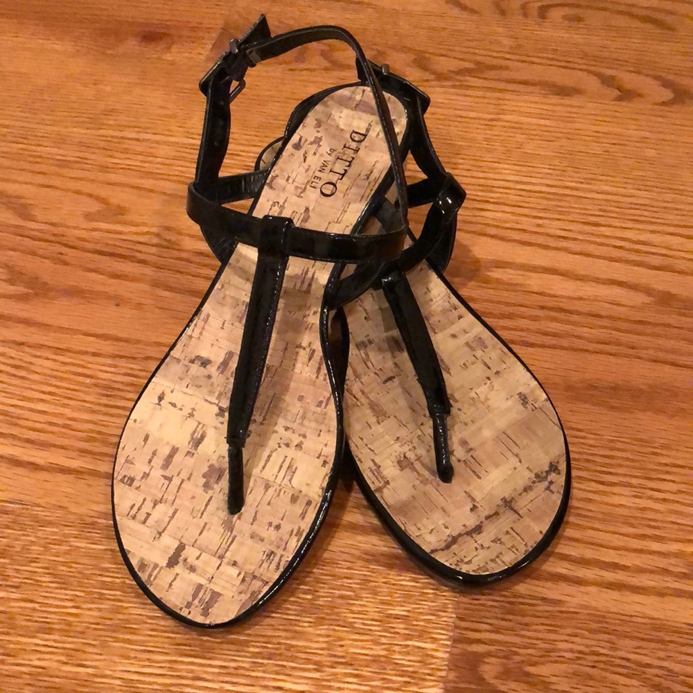 Ditto by Van Eli black patent wedge sandals